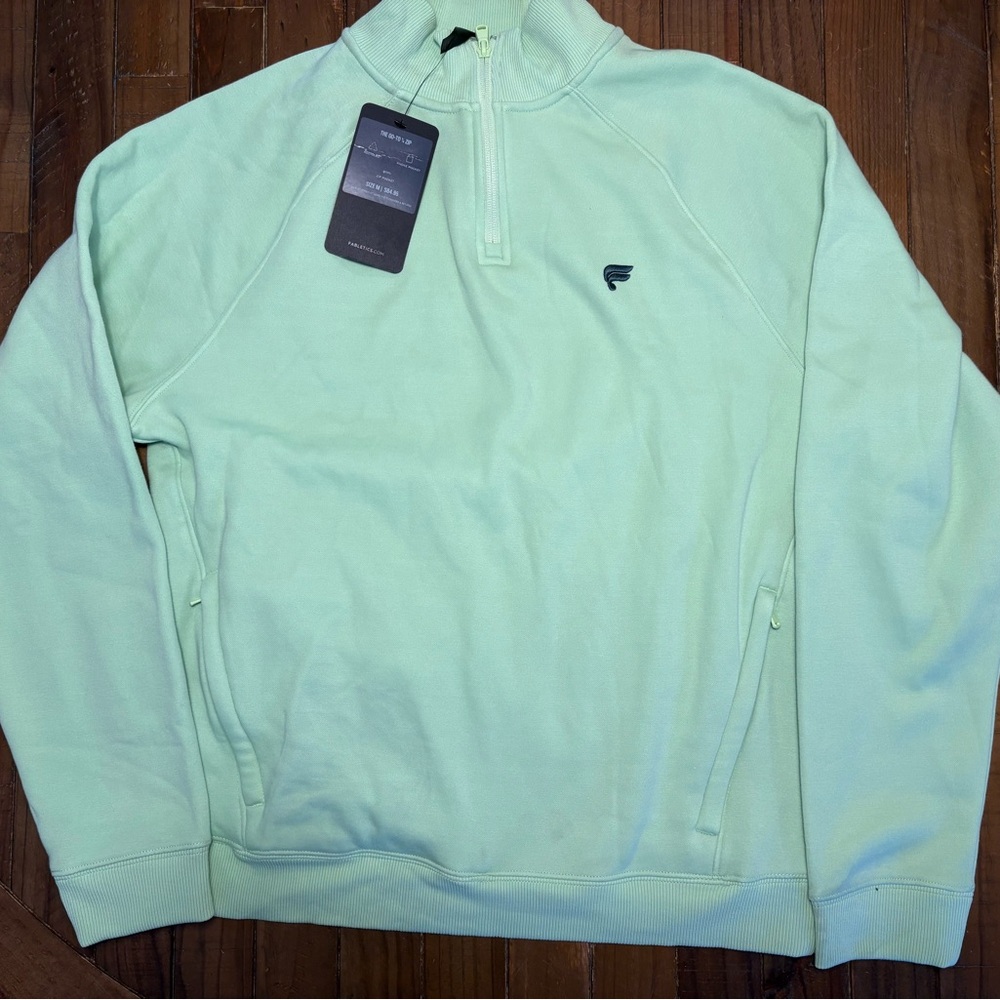 Men's fabletics Mint Green Quarter-Zip Sweater size M new!!